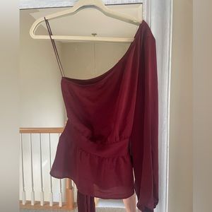 One Shoulder Red Express blouse
